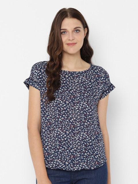 

Allen Solly Woman Navy Blue Floral Regular Top