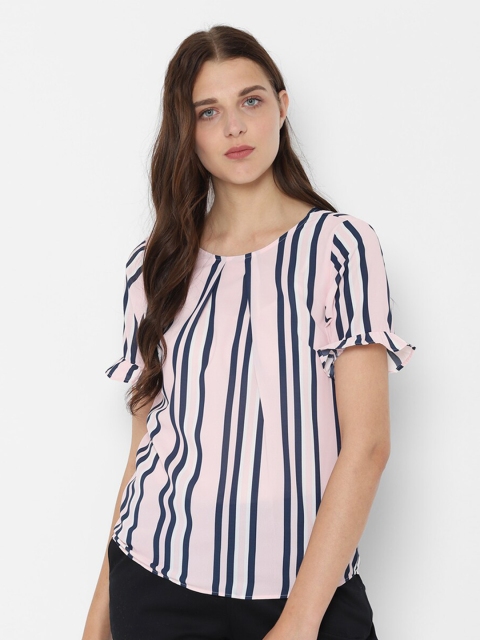 

Allen Solly Woman Pink & Blue Striped Regular Top