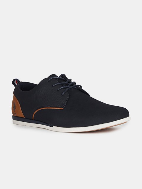 

U S Polo Assn Men Navy Blue Colourblocked PU Sneakers