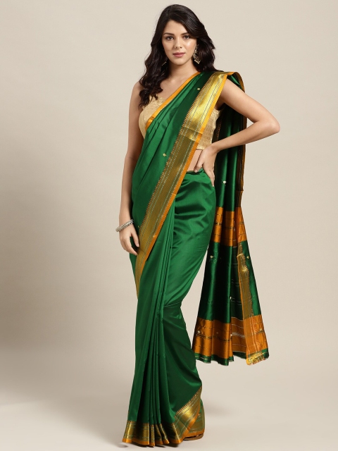 

Ishin Green & Mustard Zari Art Silk Mysore Silk Saree