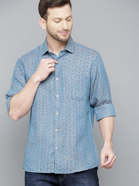 

Linen Club Men Blue Floral Printed Regular Fit Casual Shirt
