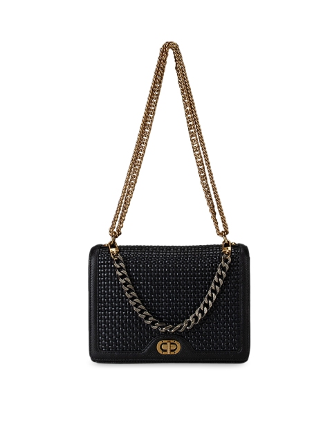 

Da Milano Women Black Textured Leather Structured Shoulder Bag