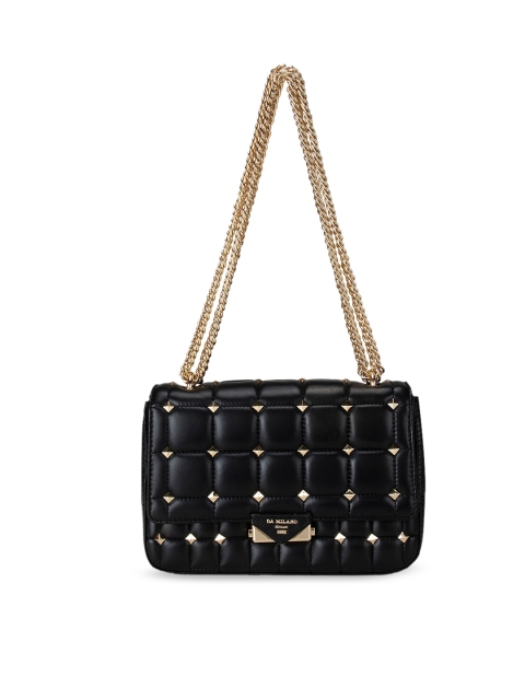 

Da Milano Black Embellished Leather Structured Sling Bag with Quilted