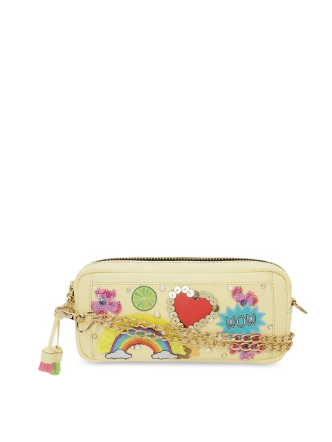 

Vdesi Women Yellow & Pink Embellished Leather Waist Pouch
