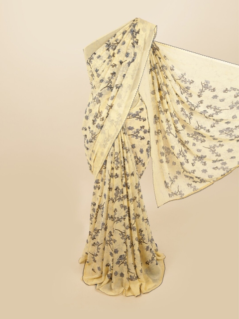 

Pothys Yellow & Grey Floral Saree