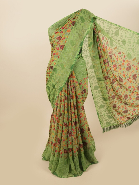 

Pothys Green & Pink Floral Saree