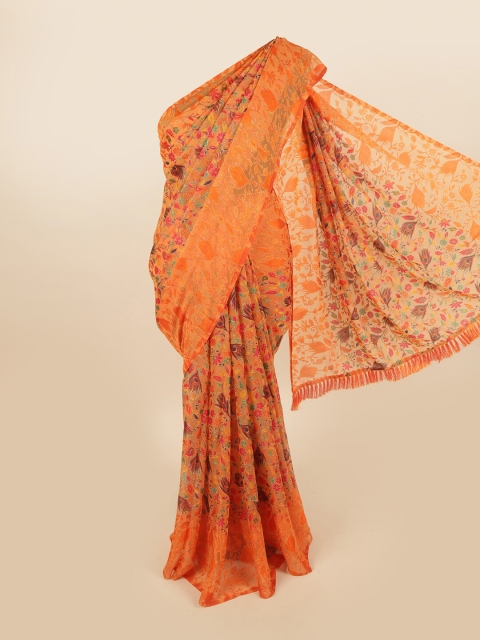 

Pothys Orange & Red Floral Saree