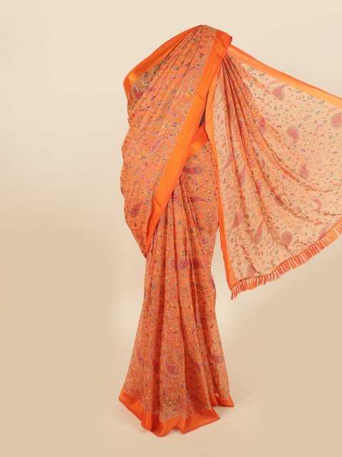 

Pothys Orange & Pink Floral Saree