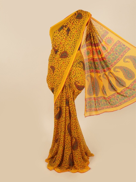 

Pothys Mustard & Red Paisley Saree