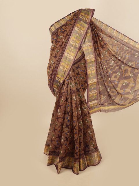 

Pothys Brown & Yellow Paisley Saree