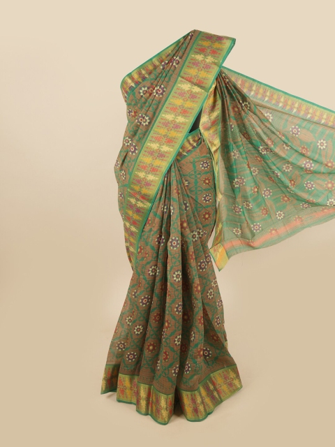 

Pothys Green & Red Ethnic Motifs Saree
