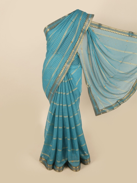 

Pothys Blue & Gold Checked Saree