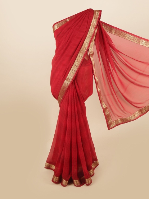 

Pothys Maroon & Gold Geometric Printed Saree