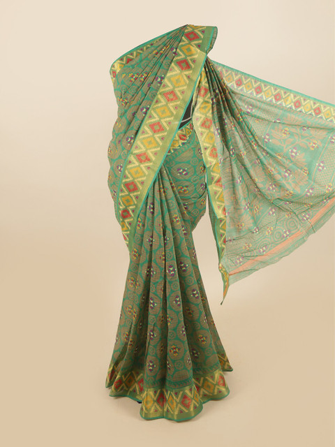 

Pothys Green & Yellow Ethnic Motifs Saree