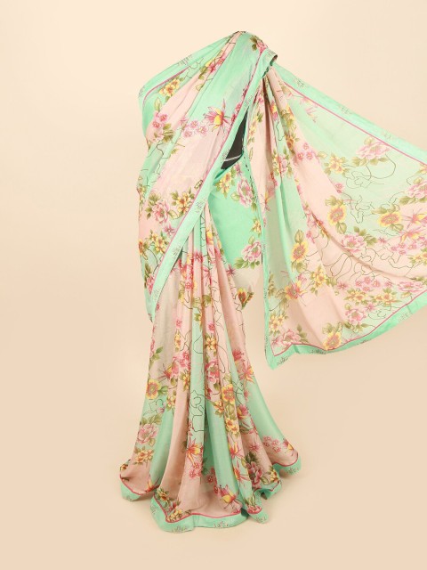 

Pothys Green & Pink Floral Saree