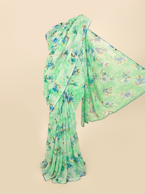 

Pothys Green & Blue Floral Saree