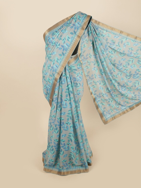

Pothys Grey & Blue Floral Saree