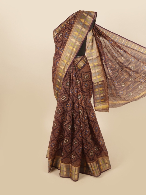 

Pothys Brown & Yellow Ethnic Motifs Saree