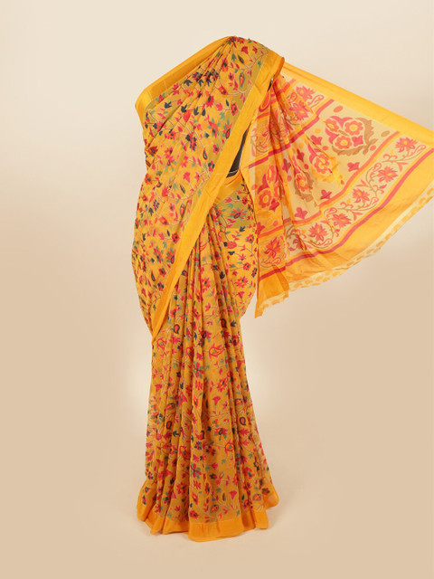 

Pothys Mustard & Red Floral Saree