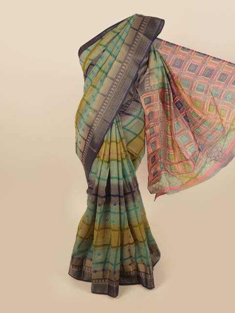 

Pothys Blue & Green Checked Saree