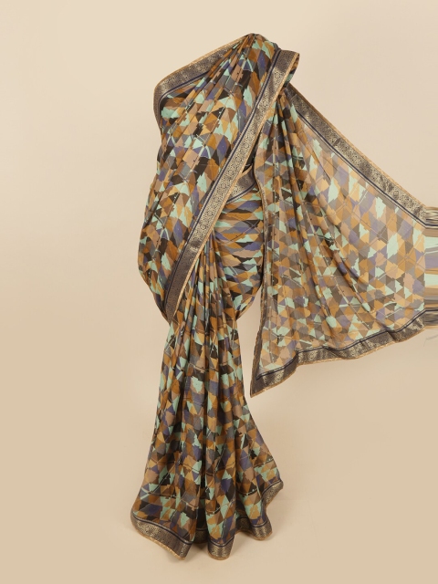 

Pothys Blue & Orange Geometric Printed Saree