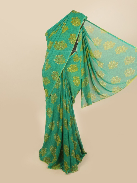 

Pothys Green & Yellow Floral Saree