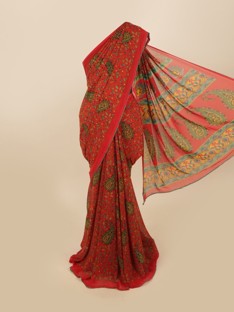 

Pothys Red & Green Paisley Saree