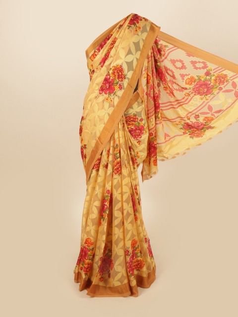 

Pothys Cream-Coloured & Red Floral Saree
