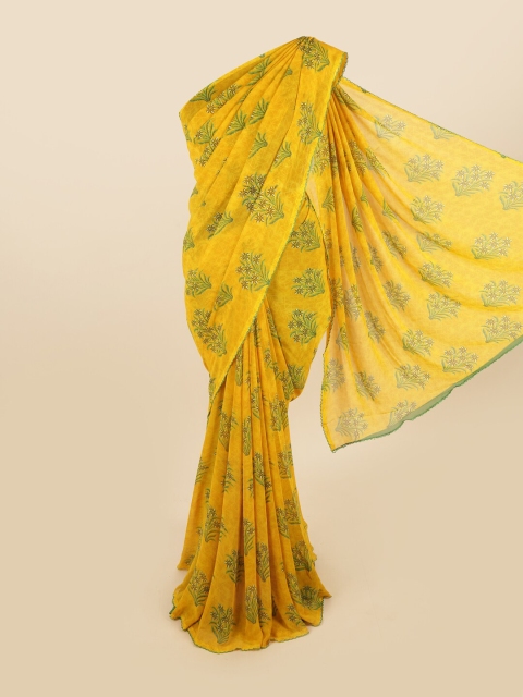 

Pothys Yellow & Green Floral Saree