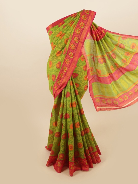 

Pothys Green & Red Floral Saree