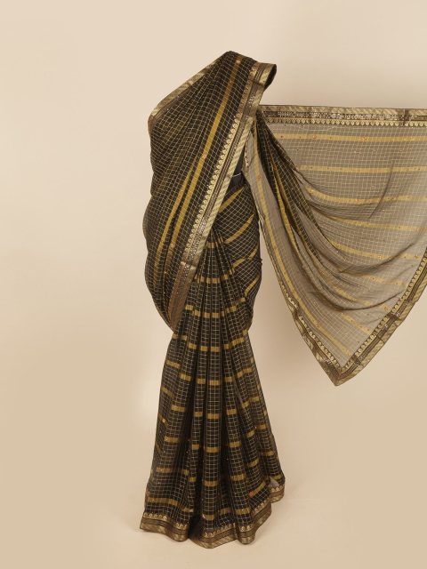 

Pothys Black & Gold Checked Saree