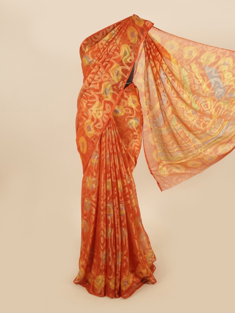 

Pothys Orange & Yellow Abstract Printed Saree