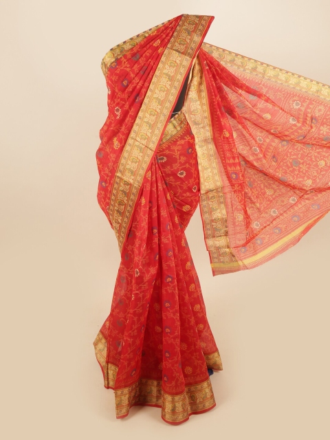 

Pothys Red & Yellow Ethnic Motifs Saree
