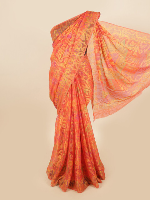 

Pothys Orange & Gold Ethnic Motifs Saree