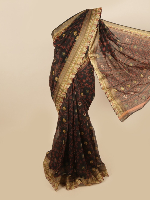 

Pothys Black & Brown Ethnic Motifs Saree