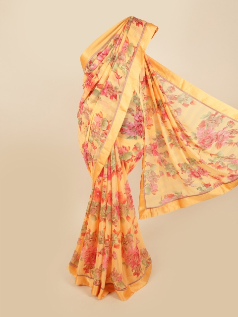 

Pothys Orange & Pink Floral Saree