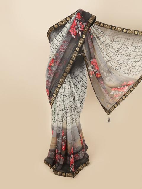 

Pothys Grey & White Floral Saree