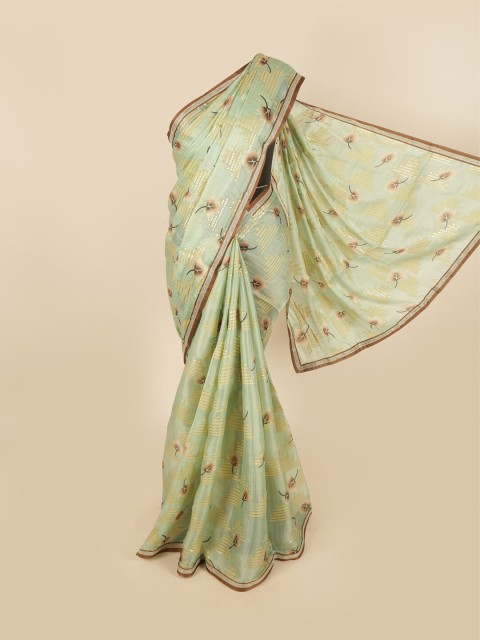 

Pothys Green & Beige Abstract Printed Saree