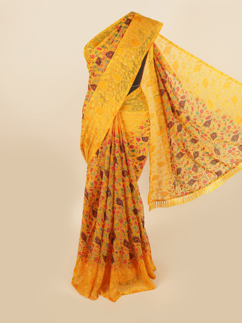 

Pothys Mustard & Red Floral Saree