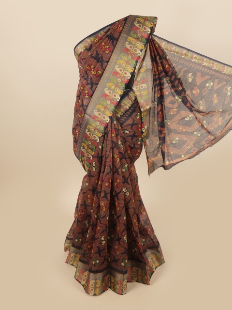 

Pothys Brown & Blue Ethnic Motifs Saree