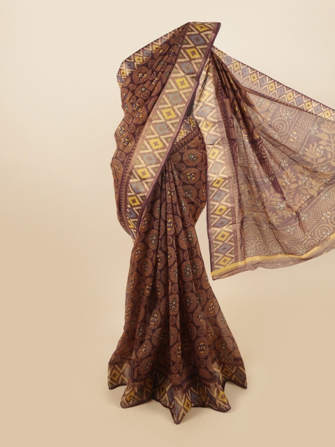 

Pothys Brown & Yellow Ethnic Motifs Saree