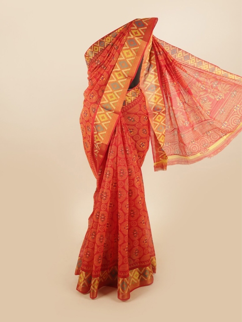 

Pothys Red & Yellow Ethnic Motifs Saree