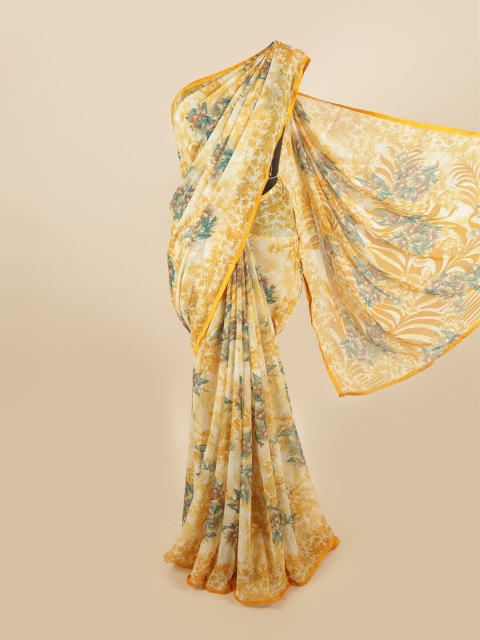 

Pothys Yellow & Blue Floral Saree