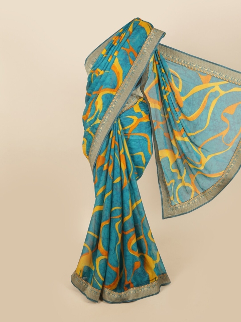 

Pothys Blue & Yellow Abstract Printed Saree