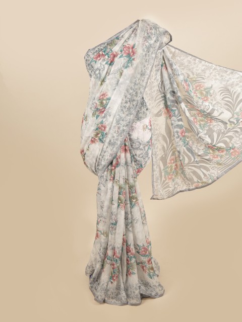 

Pothys Grey & Green Floral Saree
