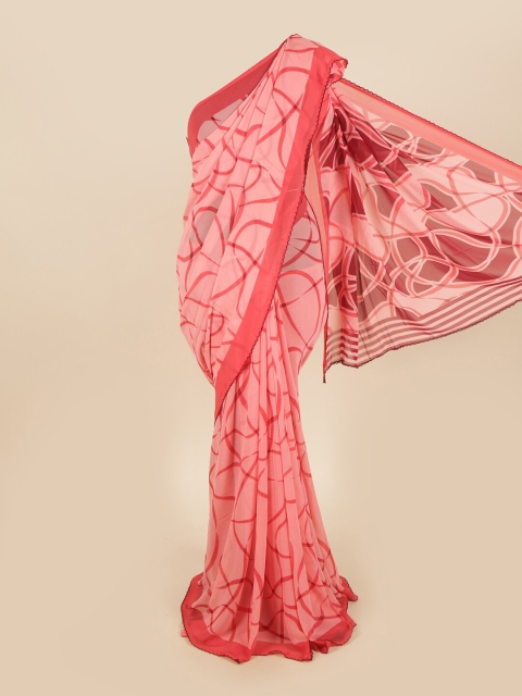 

Pothys Pink & Red Geometric Printed Saree
