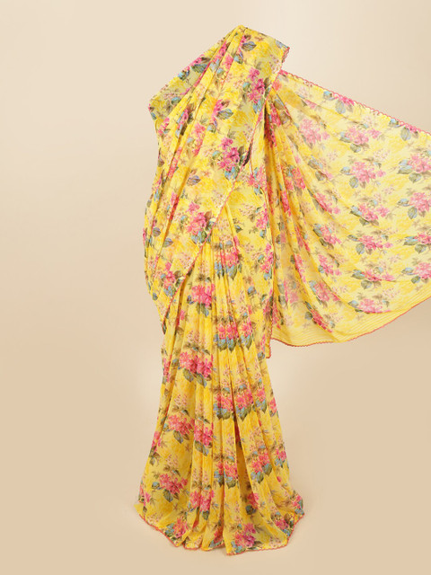 

Pothys Yellow & Pink Floral Saree