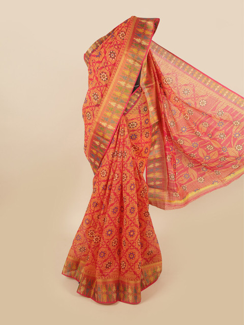

Pothys Pink & Blue Ethnic Motifs Zari Saree