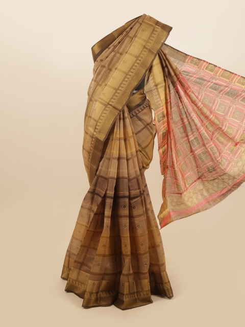 

Pothys Brown & Pink Ethnic Motifs Saree