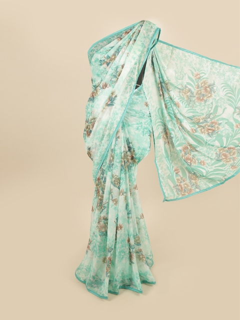 

Pothys Sea Green & Brown Floral Saree